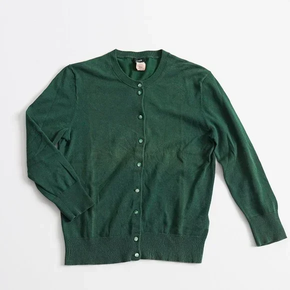 J. Crew | Sweaters | J Crew Emerald Green 34 Sleeve Cardigan